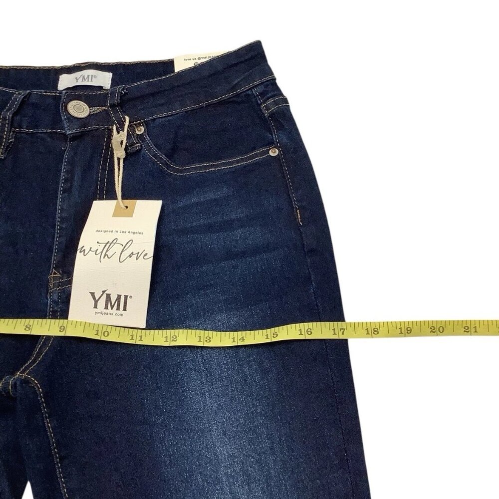 NWT YMI Jeans High Rise Flare Frayed Hem Blue Denim Womens Size 5/27 - Picture 8 of 12